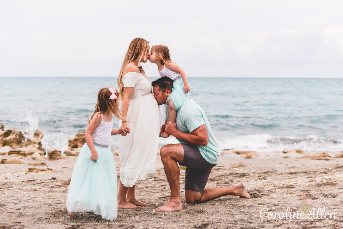 beach, family, blue, ocean