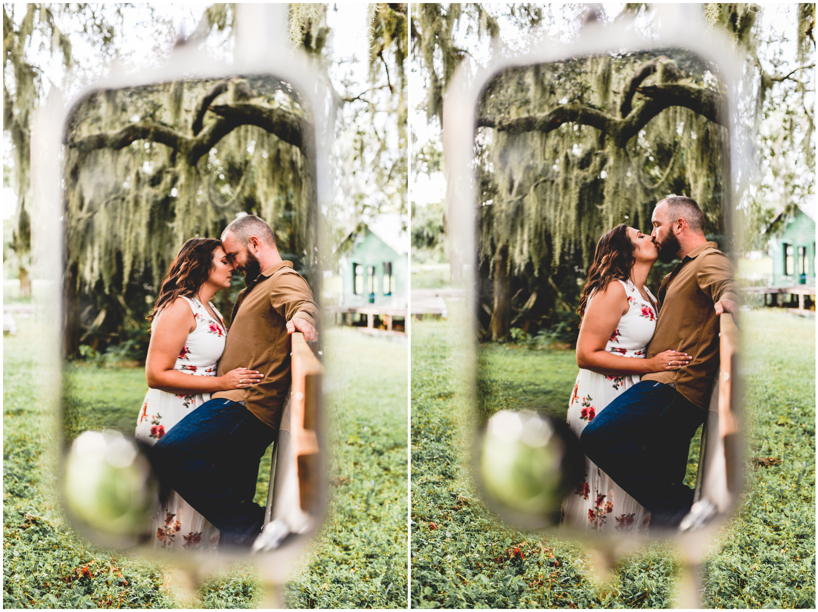 mirror, truck, couple, kissing, love