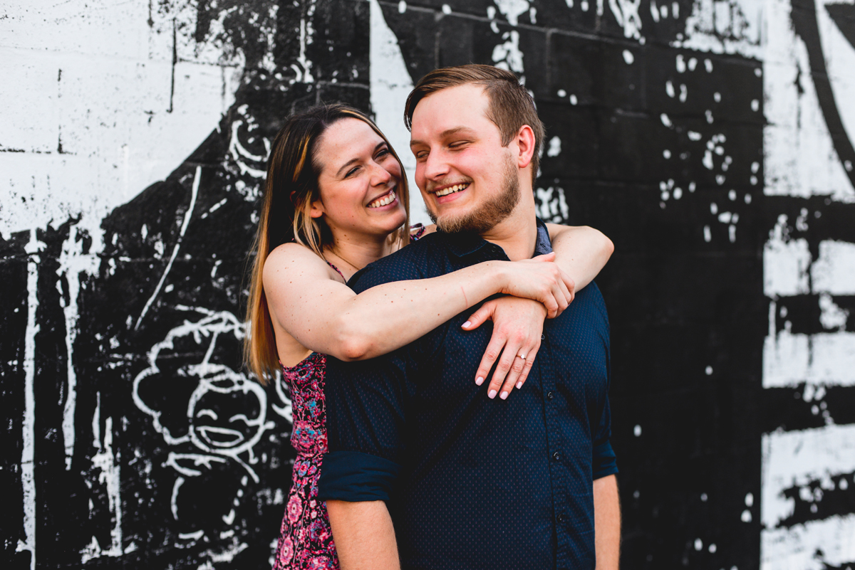 black and white, wall art, graffiti, hugging, couple