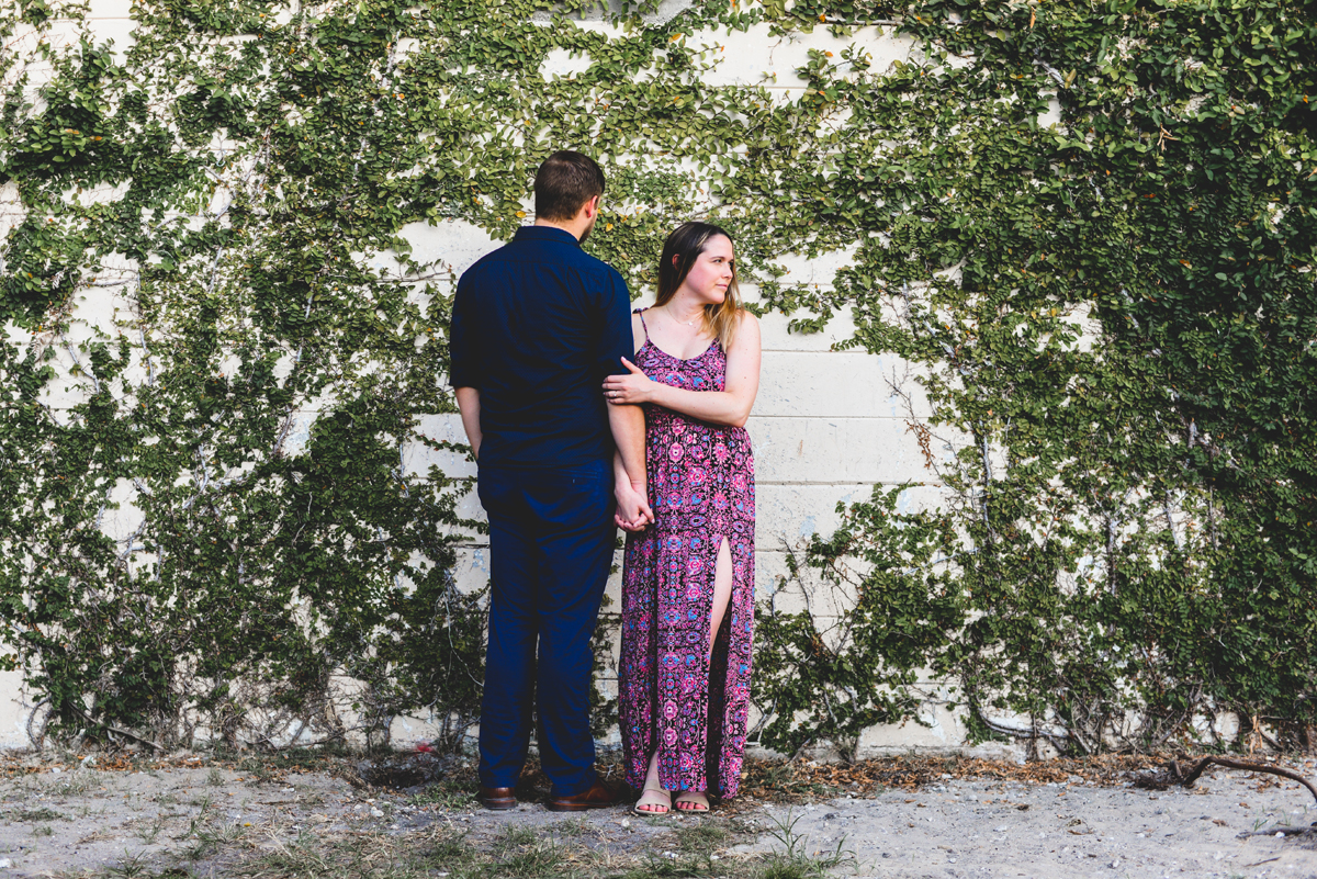 greenery, vines, couple, brewery, leaves