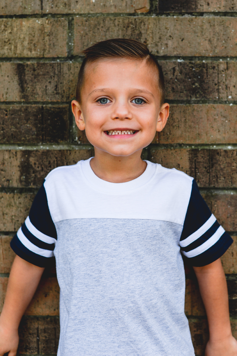 brick, portrait, son, smiling, boy