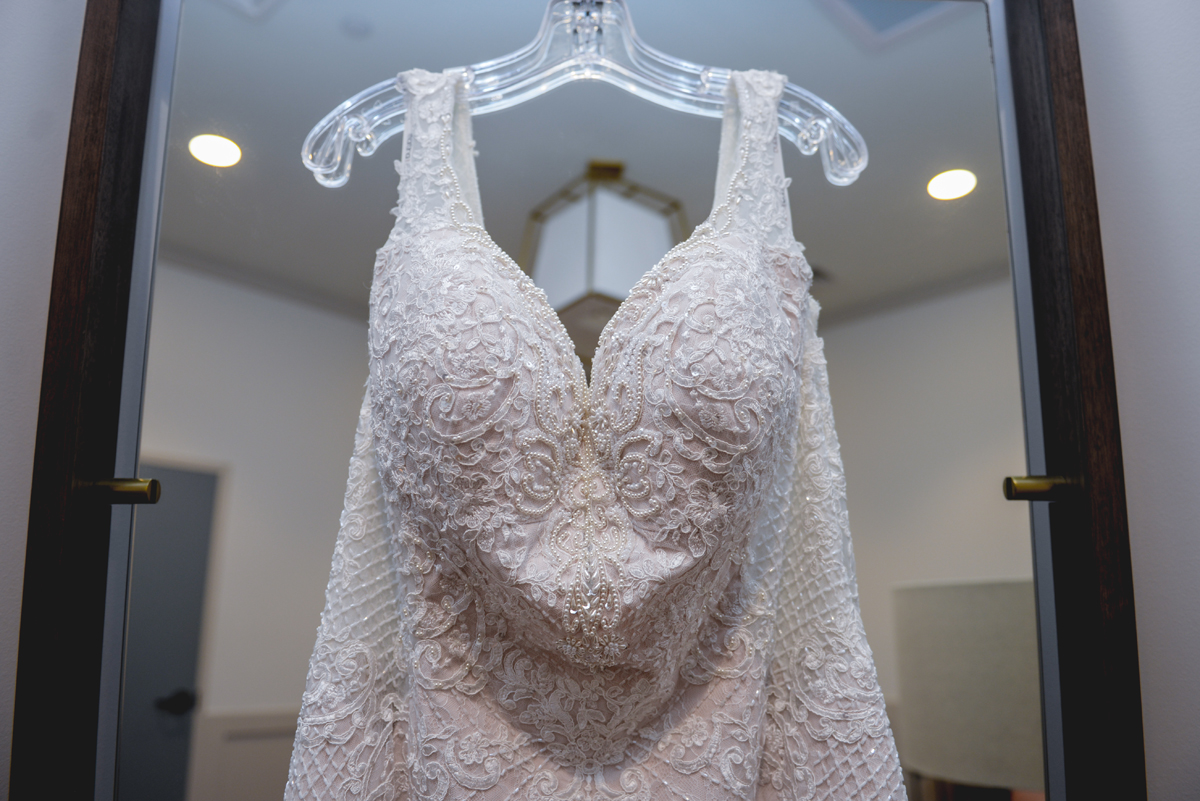 wedding dress, mirror, details, lights