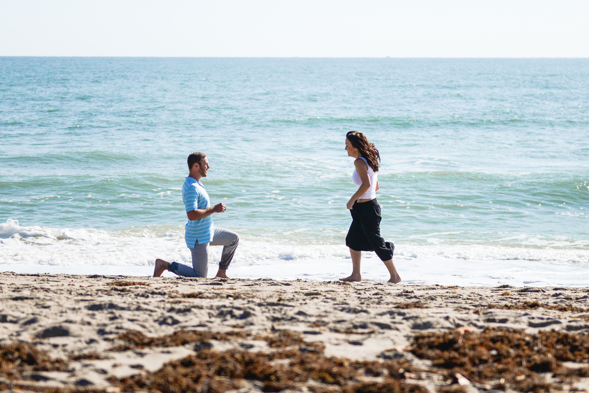 beach, couple, proposal, ocean, waves