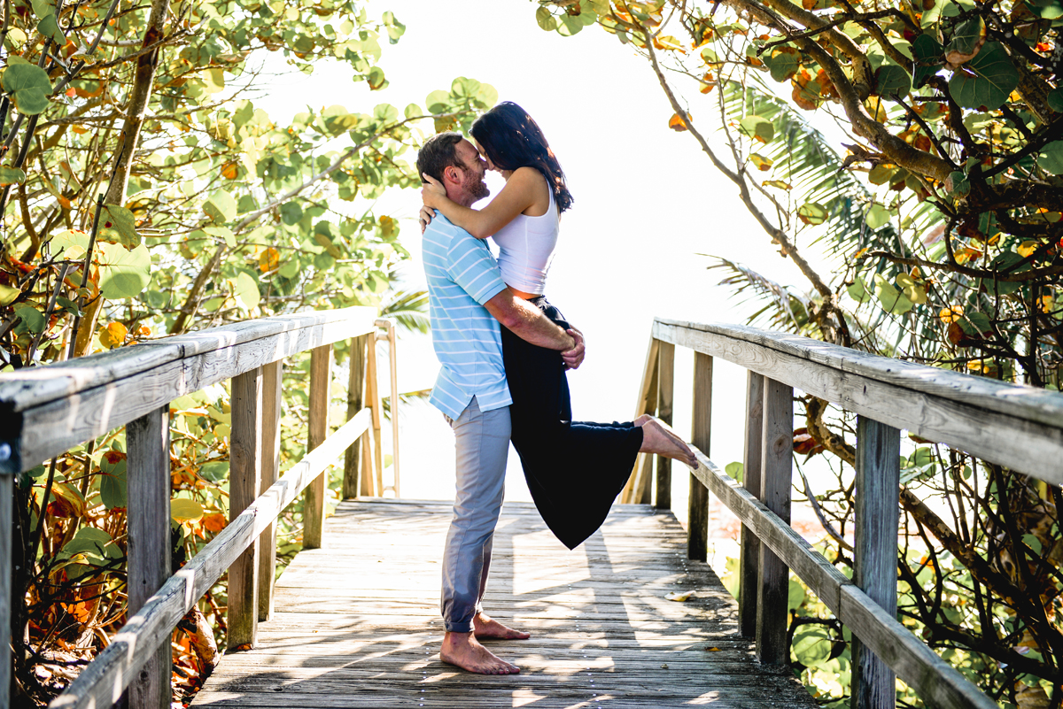 boardwalk, pier, wood, couple, hugging, trees