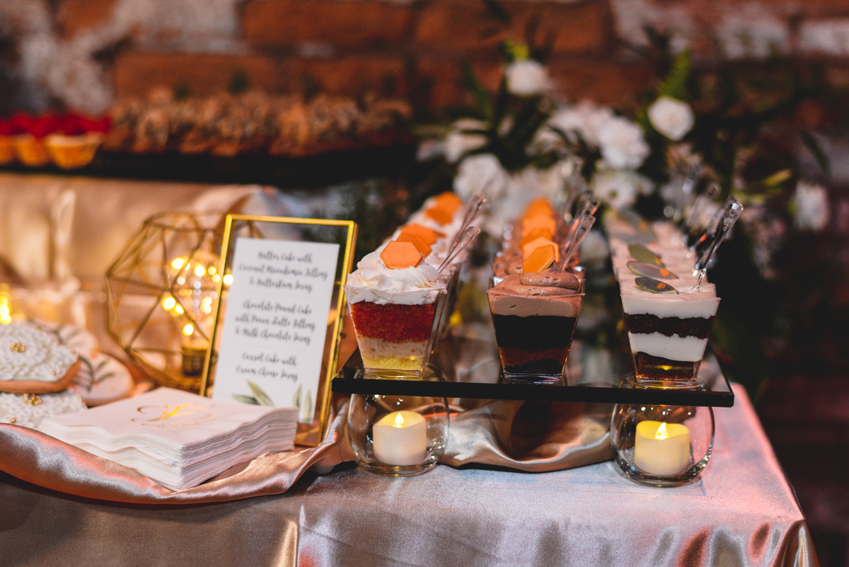 cake shooters, desserts, wedding, decor, frame, candles