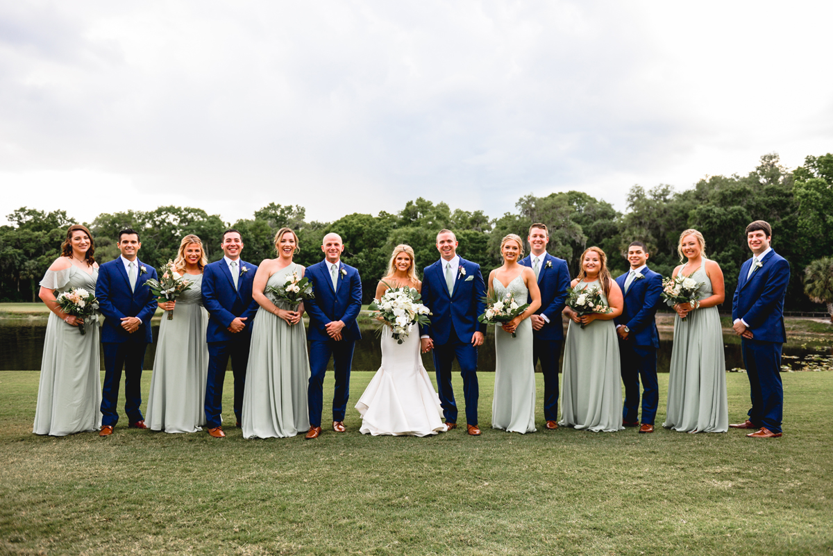 bridal party, couples, golf course, wedding