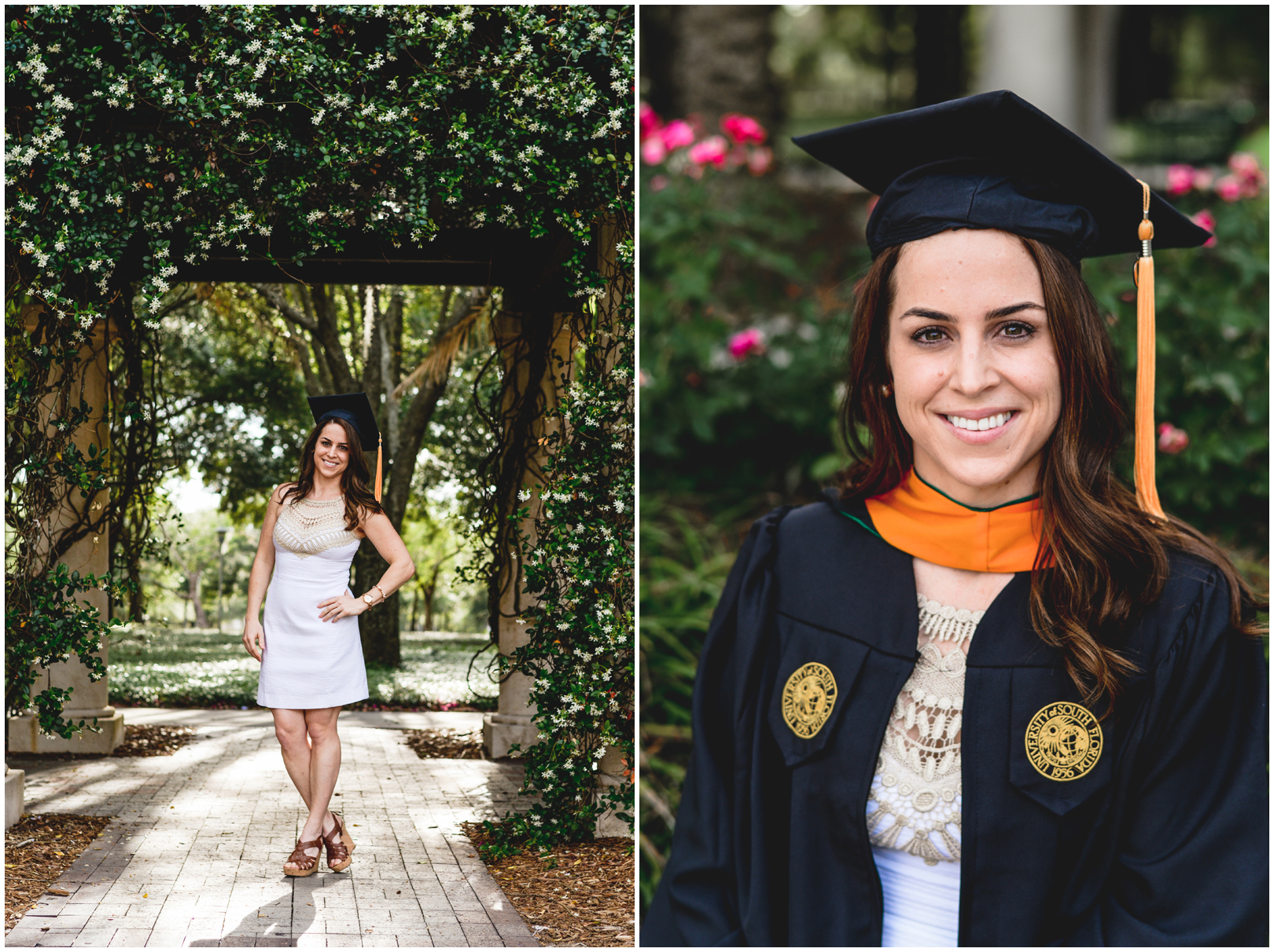 grad, usf, masters, sunshine, greenery, flowers