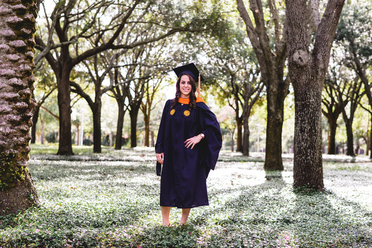 trees, cap, gown, campus, graduate