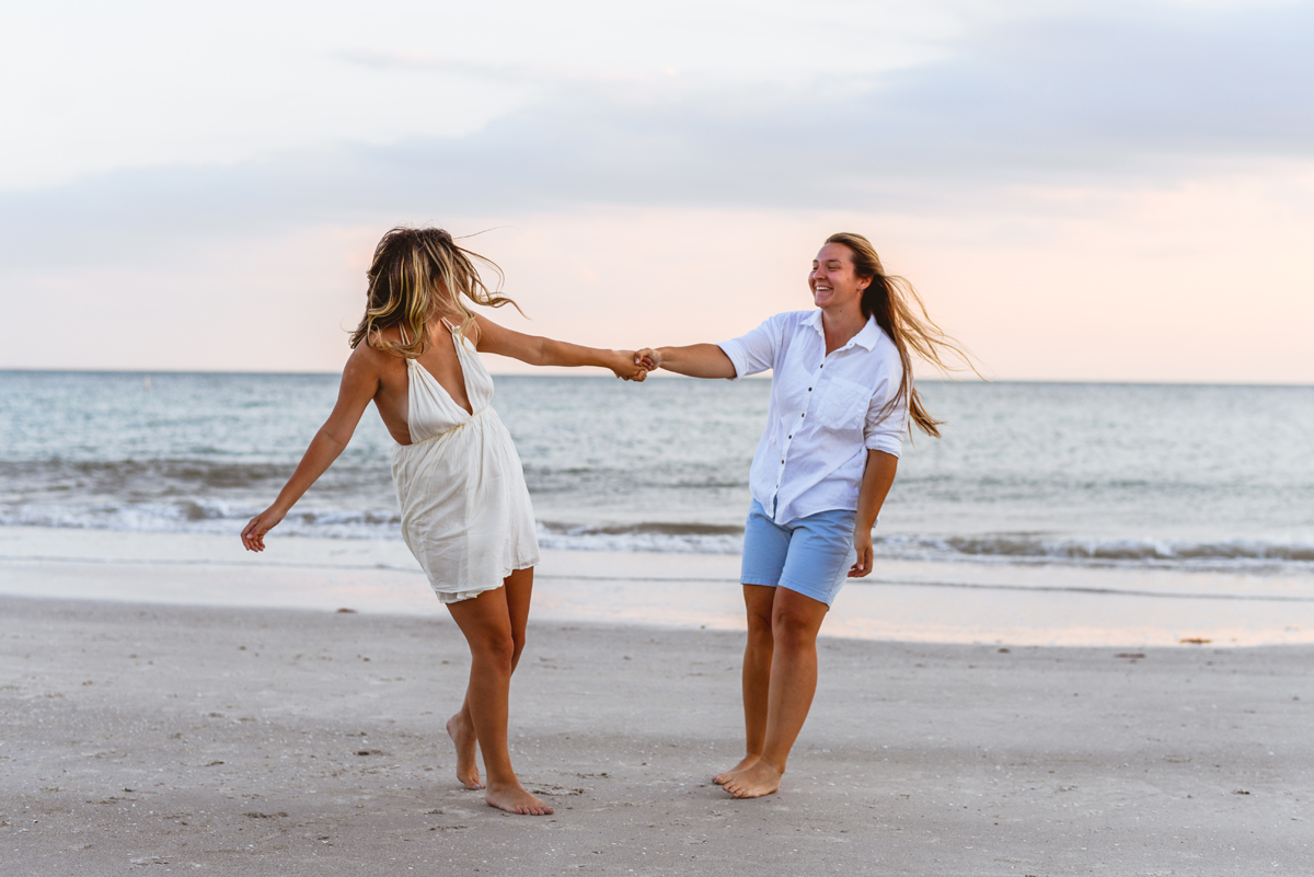 beach, sand, ocean, sunset, friends, running