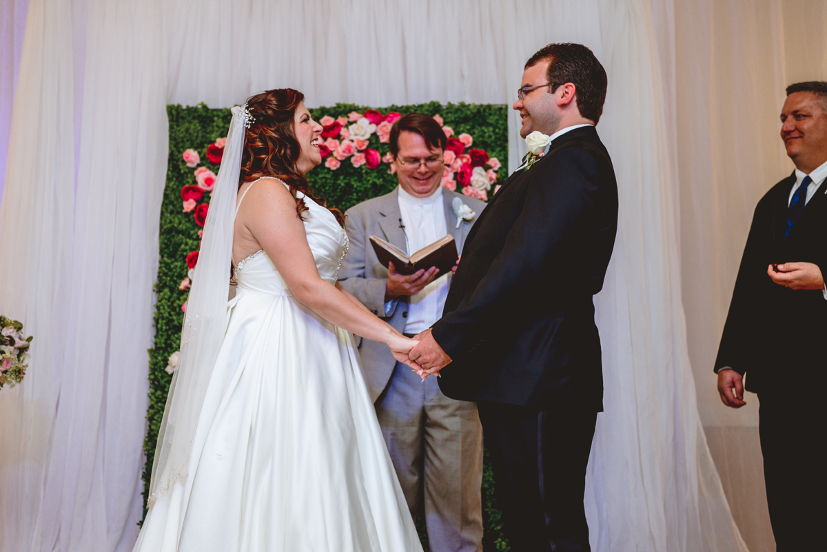 couple, bride, groom, ceremony, curtains 