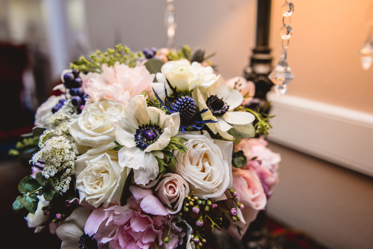 bouquet, wedding, flowers, lamp, crystal