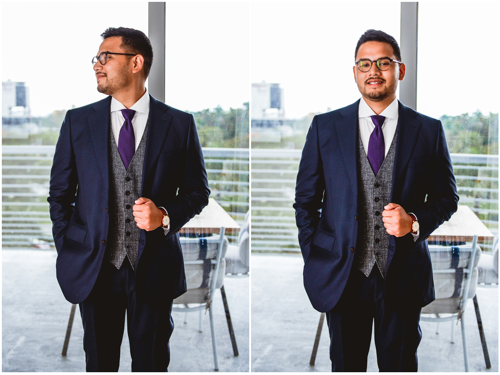 groom, portrait, city, skyline