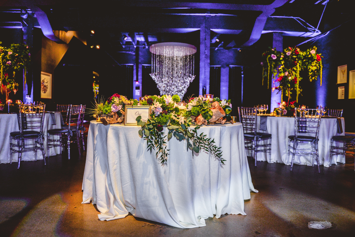 head table, greenery, flowers, bouquet