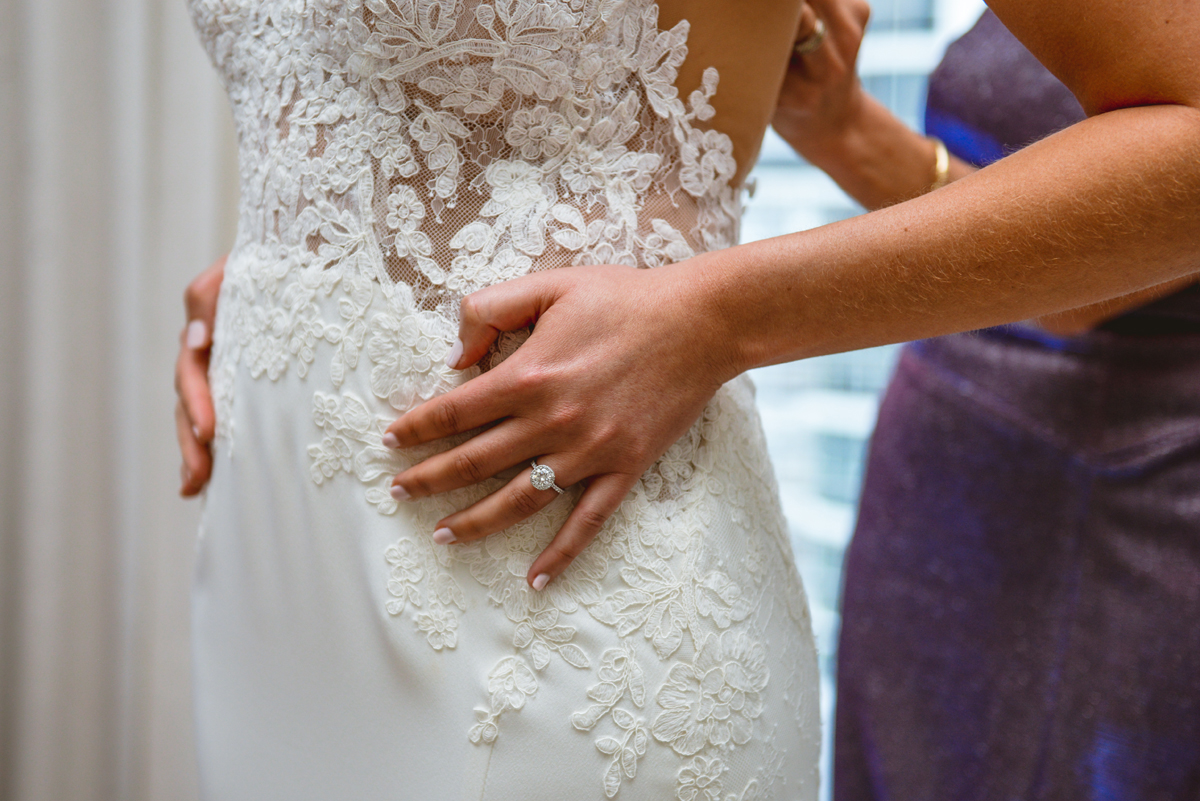 wedding dress, lace, detail, ring