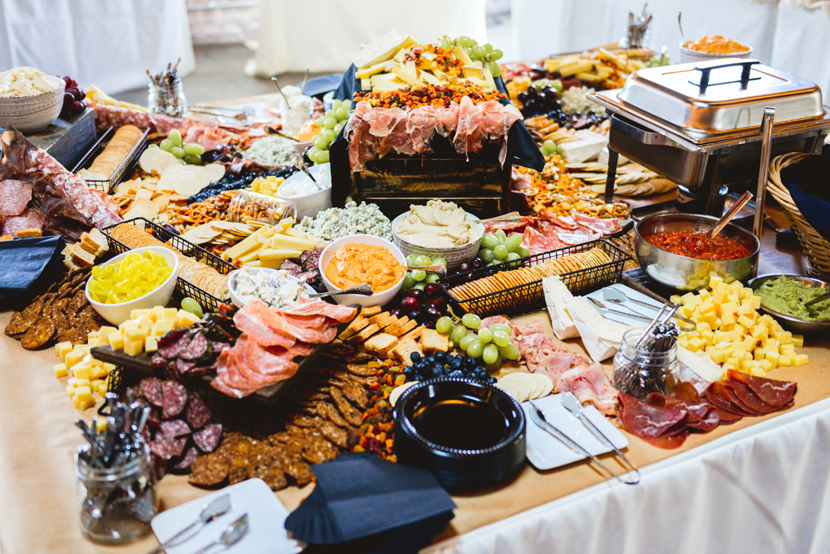charcuterie, meat, cheese, spread, table