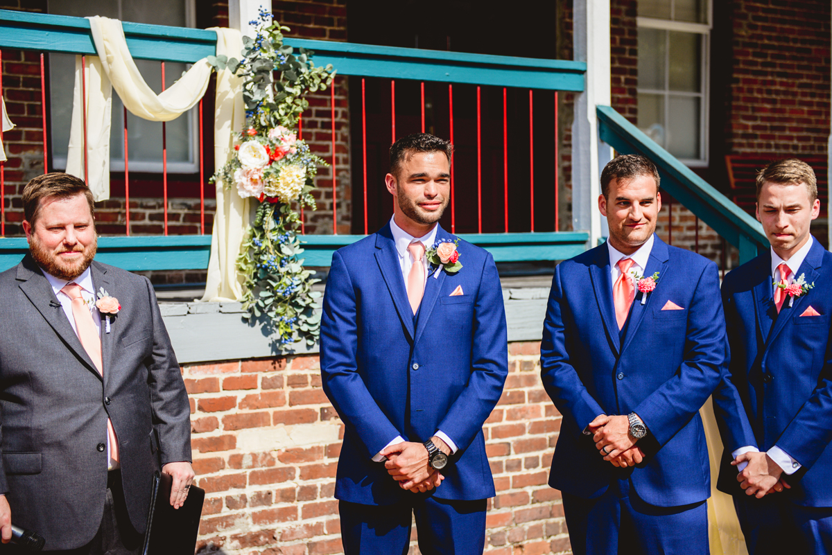 groom, tux, portrait, reaction