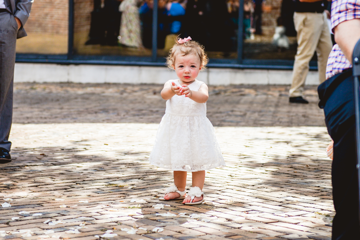 flower girl, dress, brick, wedding