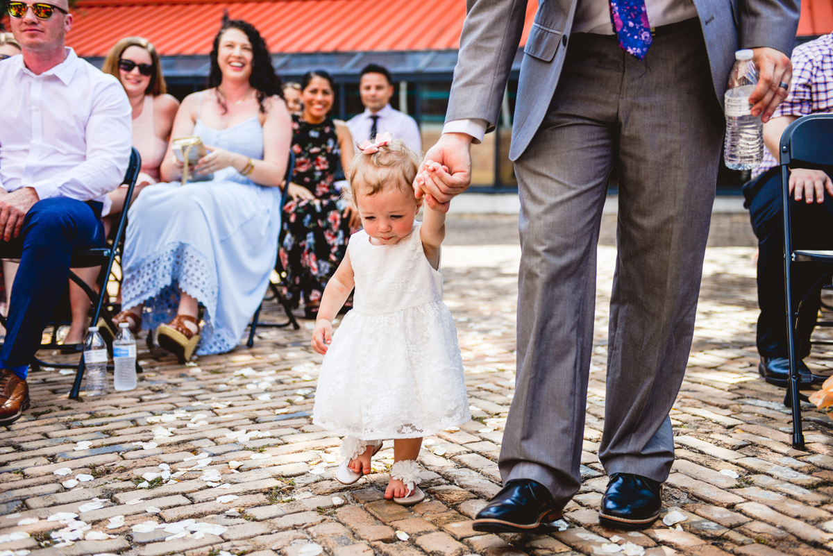 flower girl, walking, isle, wedding