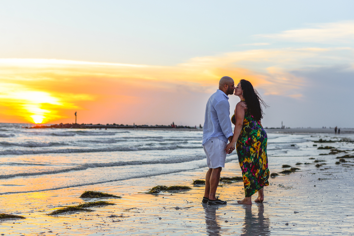 ocean, sunset, waves, couple, kissing