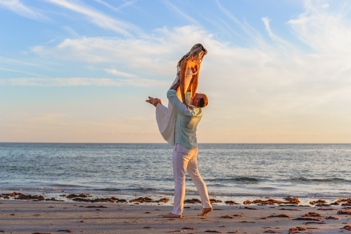 dancing, beach, sunset, ocean, sand, waves