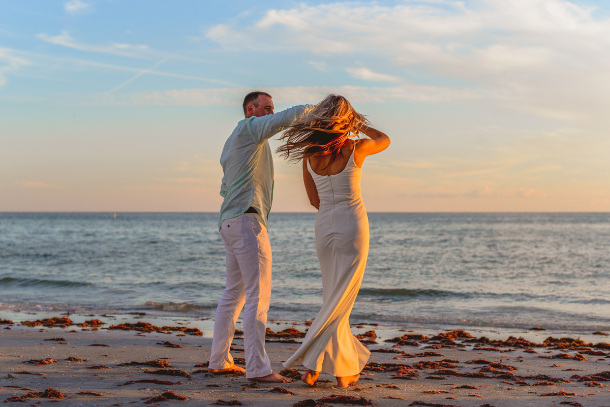 dancing, sunset, bride, groom, st Pete wedding