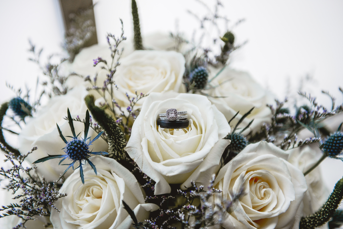 roses, wedding, rings, diamond, greenery