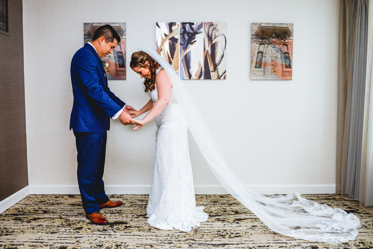 first look, bride, groom, portrait, wedding day