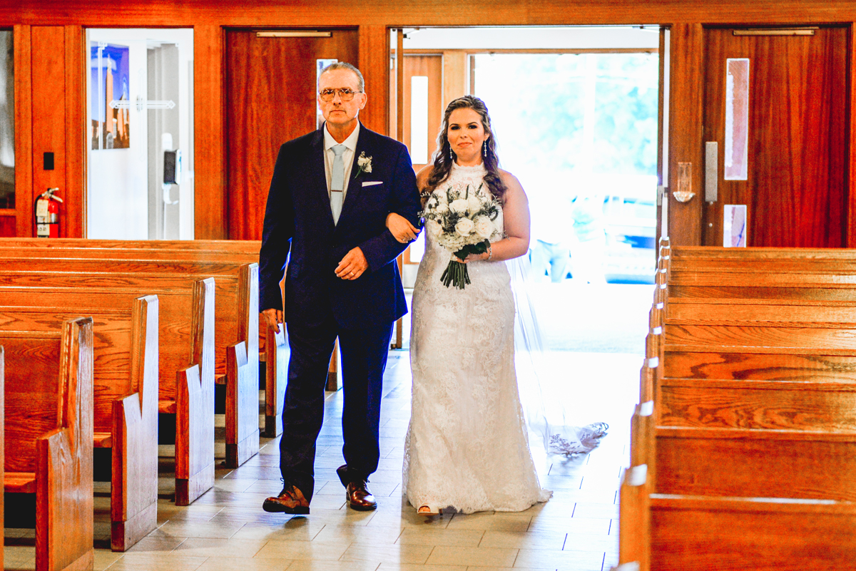 wedding, processional, father, daughter, church