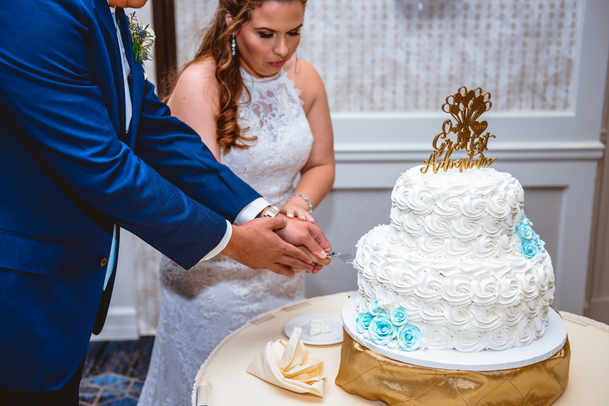 wedding cake, bride, groom, hotel, reception