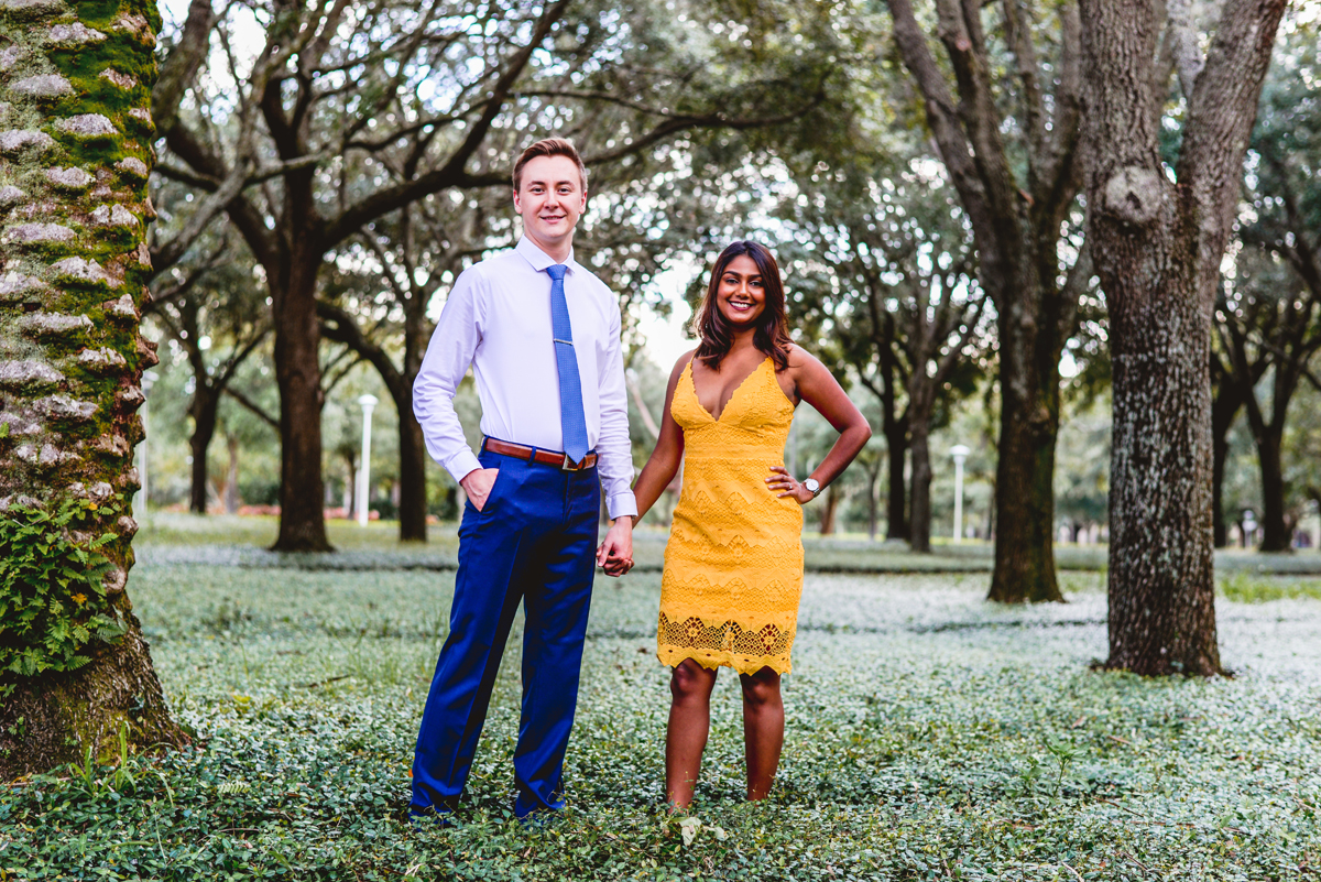 couple, holding hands, trees, forest, engagement 