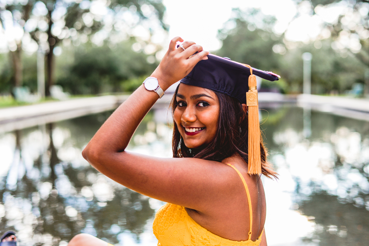 pond, water, grad, cap, portrait 