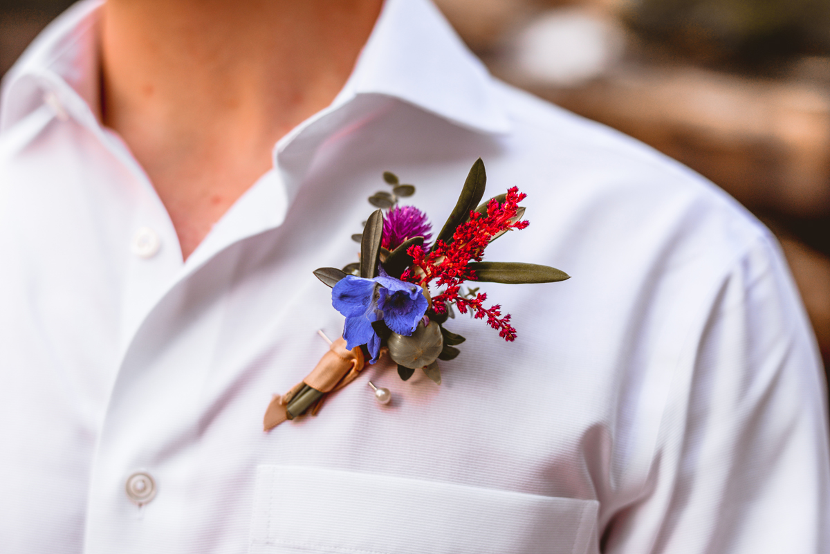 blue, red, pink, flowers, boutonniere, detail 